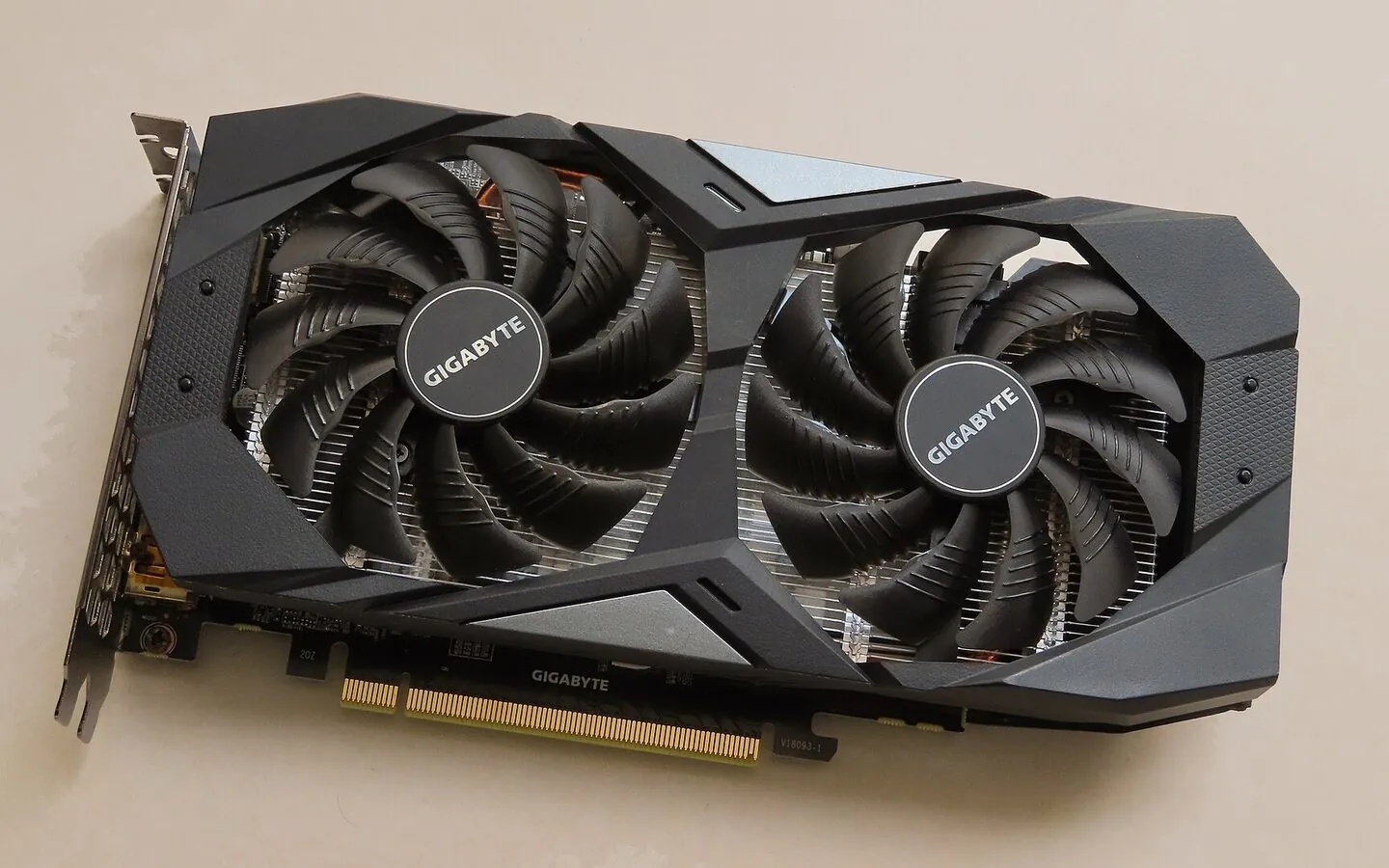 Gigabyte GeForce GTX 1660 Ti graphics card on a light background