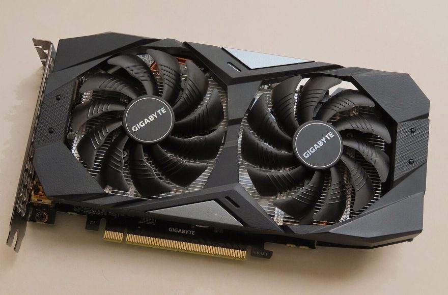 Gigabyte GeForce GTX 1660 Ti graphics card on a light background