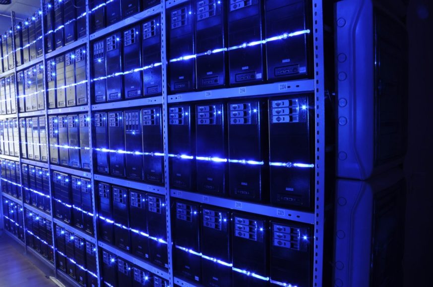 Rows of servers in a data center