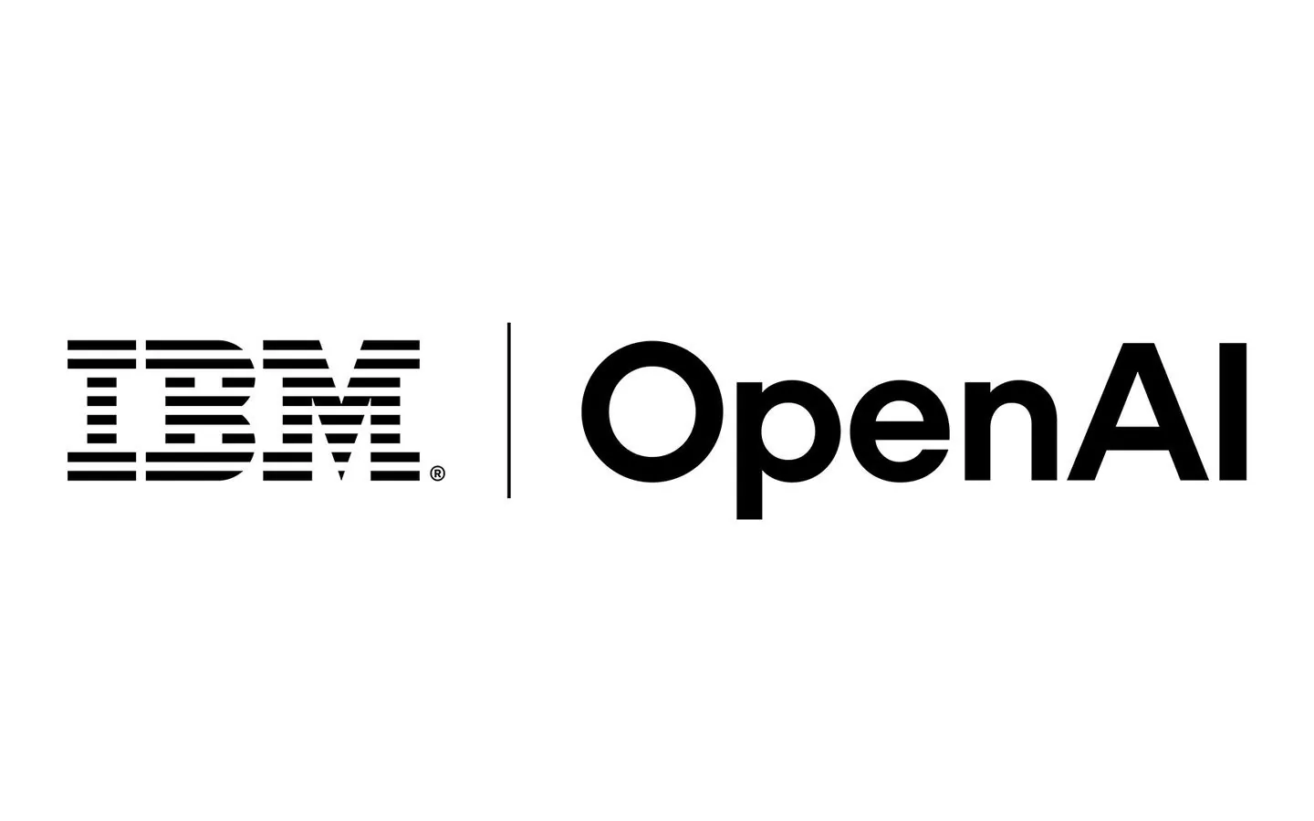 IBM and OpenAI logo lockup on a white background