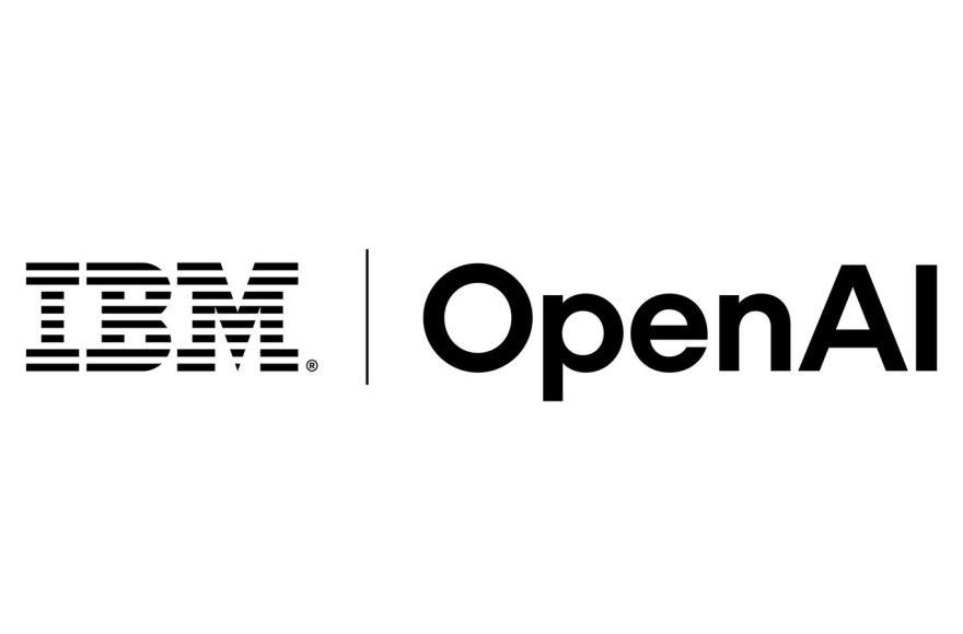 IBM and OpenAI logo lockup on a white background