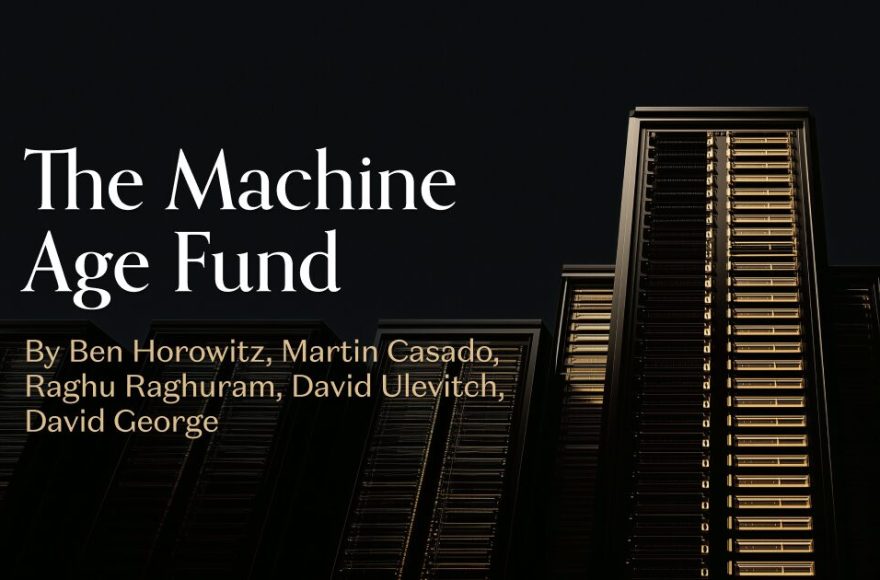 The Machine Age Fund announcement graphic with illuminated data center racks