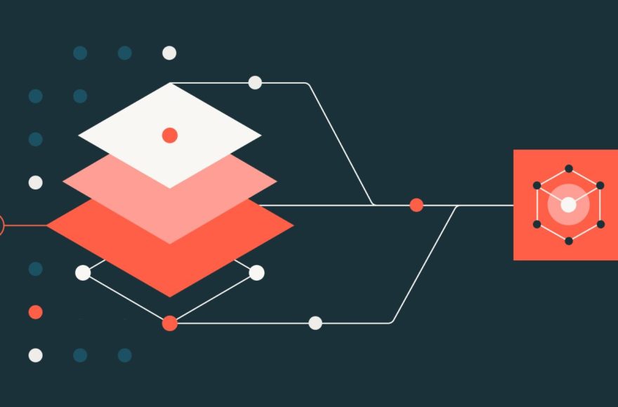 Abstract Databricks illustration of layered systems and connected GPU kernel data paths