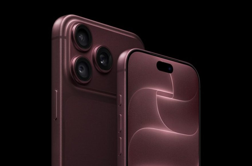 Apple iPhone 18 Pro in burgundy shown from the front and rear