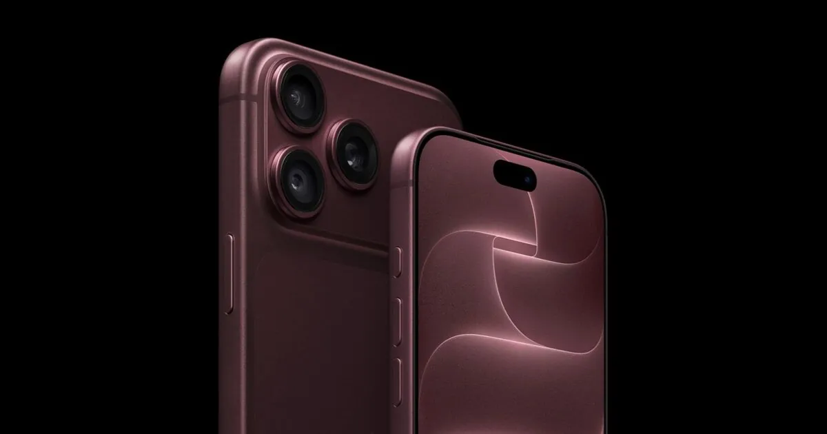 Apple iPhone 18 Pro in burgundy shown from the front and rear