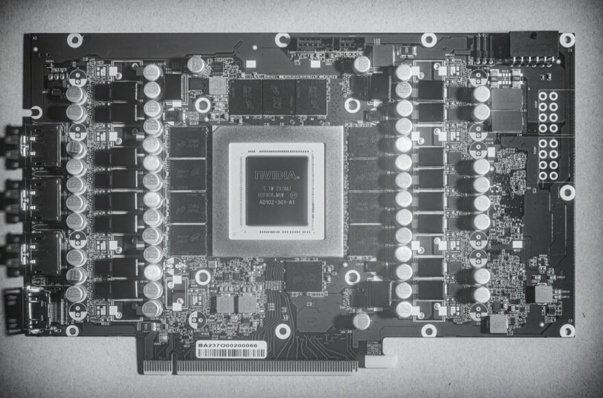 Close-up of an NVIDIA GPU die, used as a contextual image for AI-assisted chip design