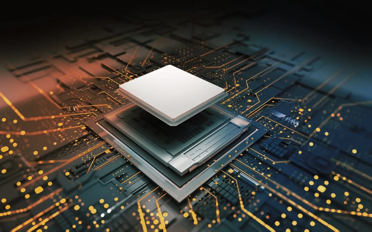 GlobalFoundries illustration of a chip package stacked on a circuit board.